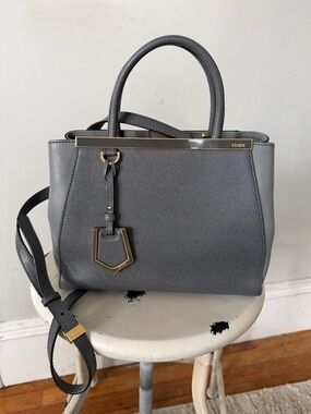 Fendi 2Jours Saffiano Leather Top-Handle Bag w/Gold Hardware + Shoulder Strap